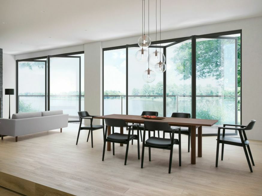 ホワイトオーク（NK-1）<br>L-01 マルニスムース ブラック 5191<br>＊MALTA ダイニングテーブル（ウッドレッグ）